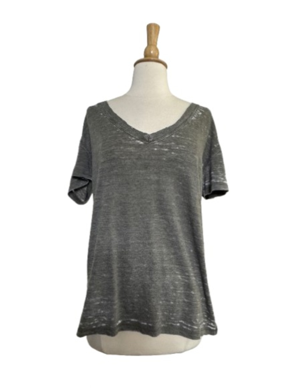 Lucky Brand Gray/Green V-Neck Short Sleeve Tee